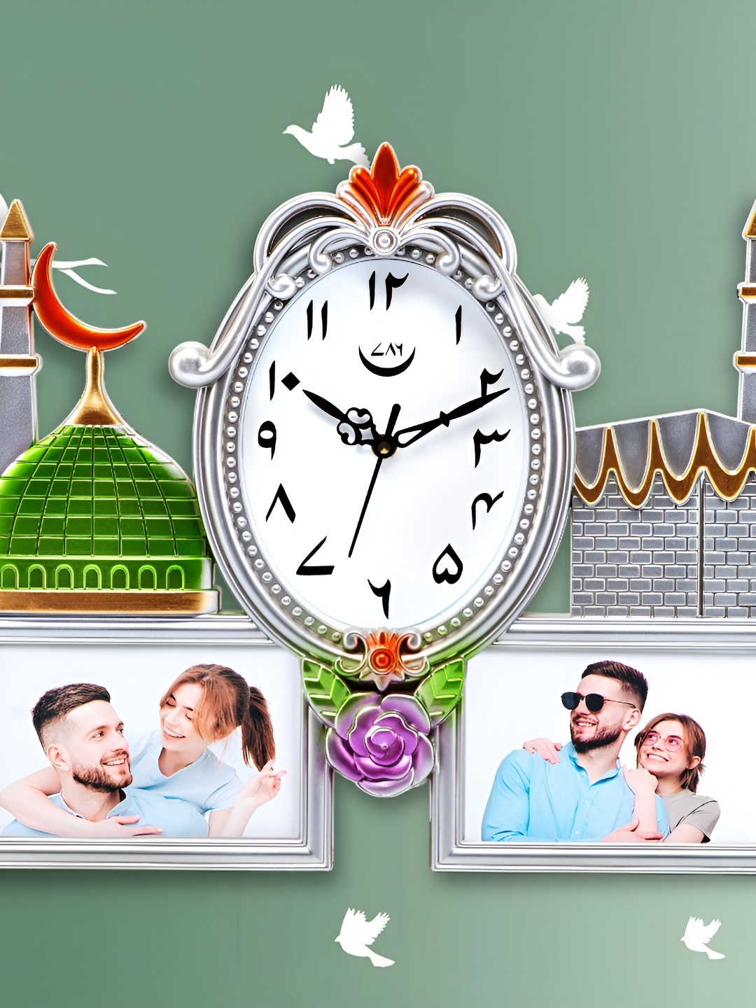 

Attractionz Silver Toned & White Printed Oval Acrylic Traditional Wall Clock
