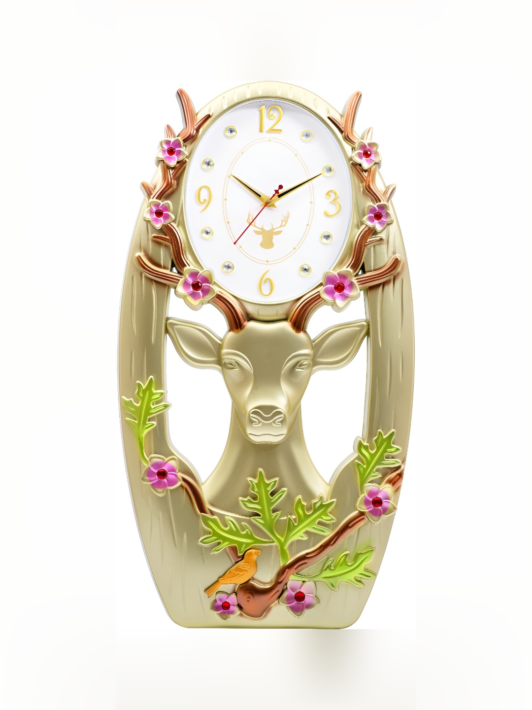 

Attractionz Gold Toned & Green Contemporary Round Shaped Analogue Wall Clock