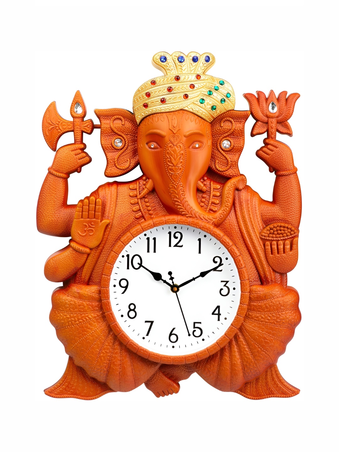 

Attractionz Orange & Gold Toned Lord Ganesha Contemporary Analogue Wall Clock