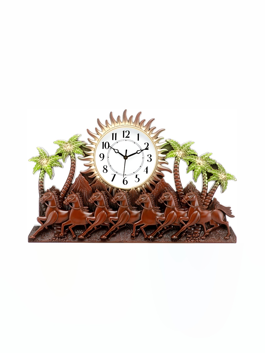 Attractionz Brown & White Textured Contemporary Round Shaped Wall Clock
