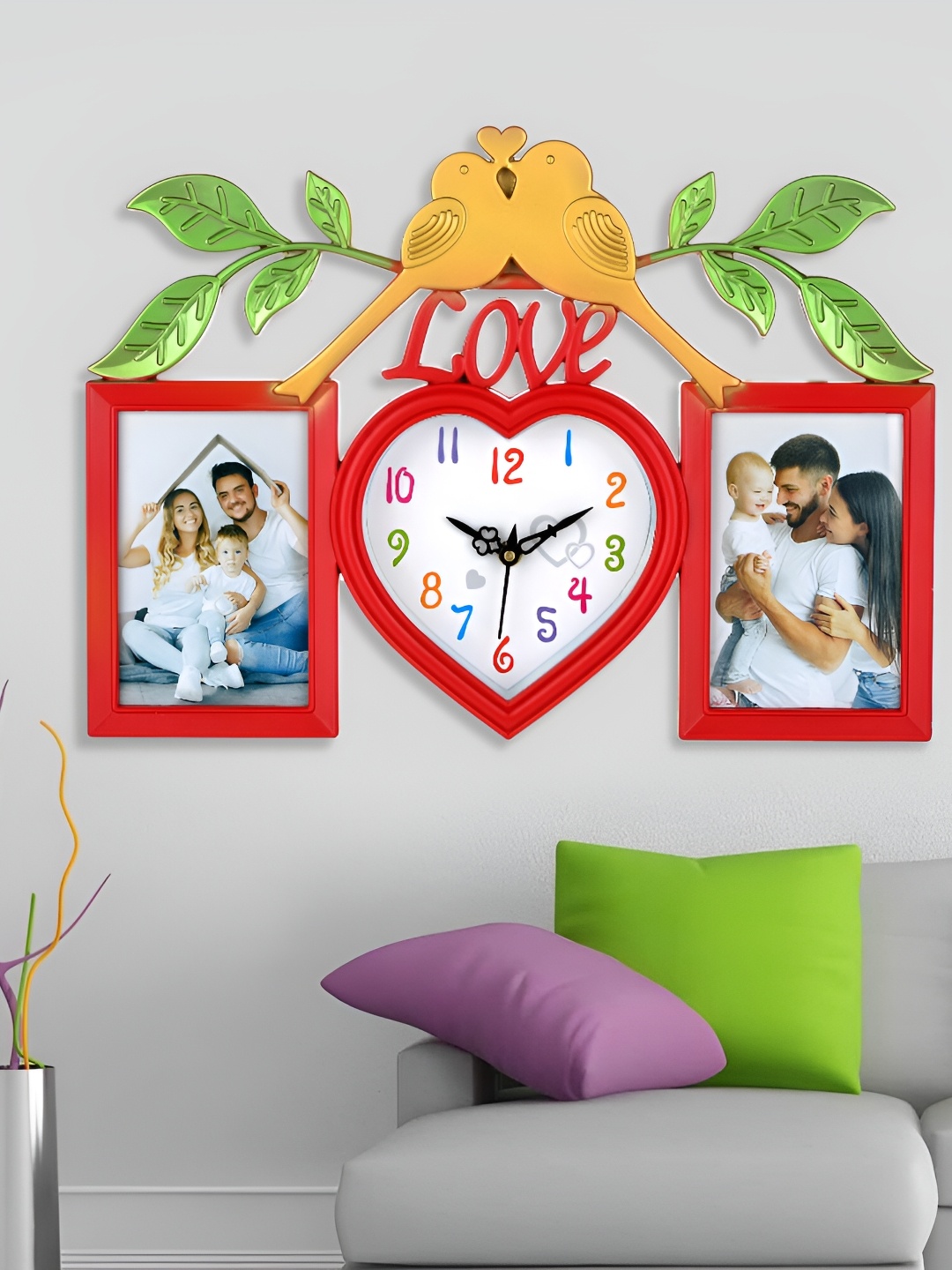 

Attractionz Red Contemporary Heart Shaped Analogue Wall Clock