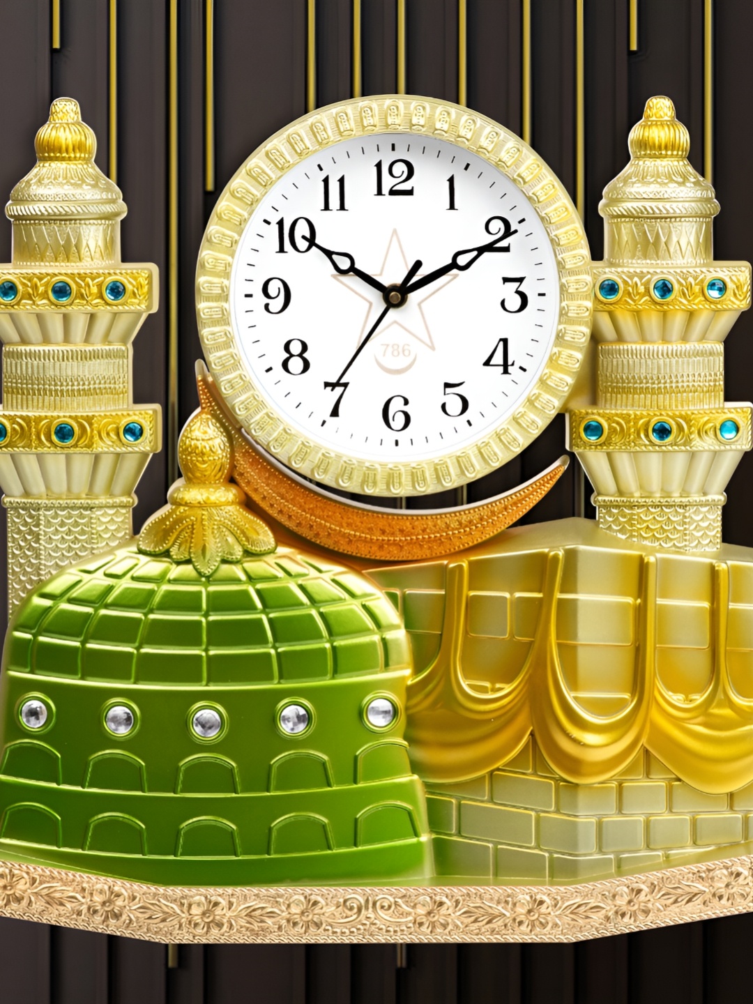 

Attractionz Gold-Toned & Green Contemporary Round Shaped Analogue Wall Clock