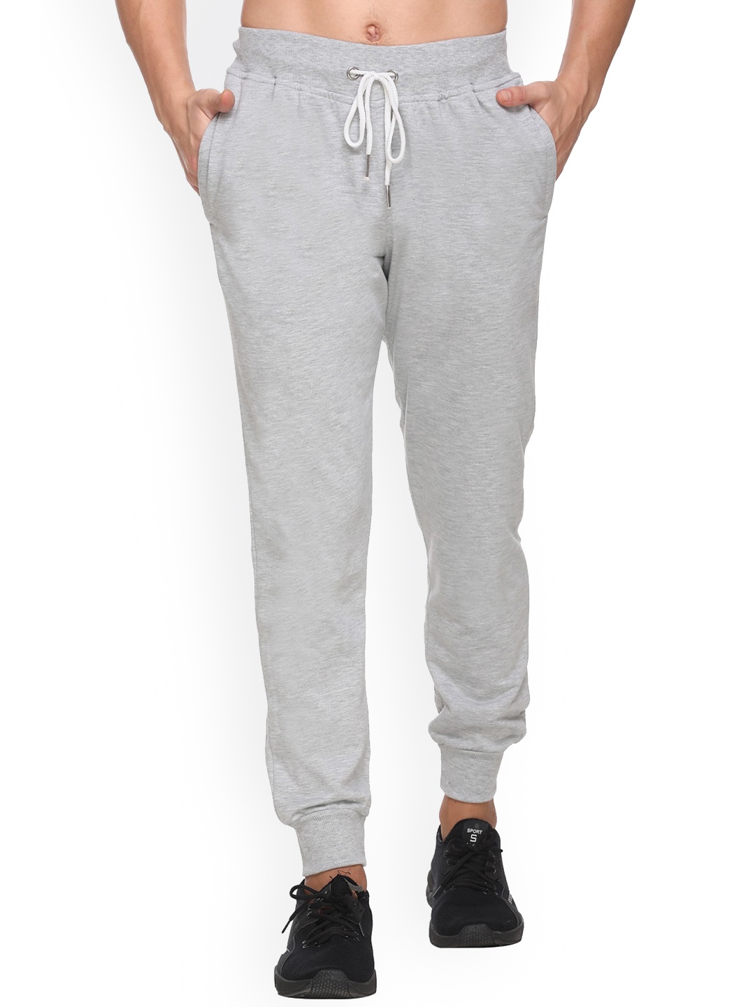 

BASIS PLN Men Cotton Mid Rise Sports Joggers, Grey