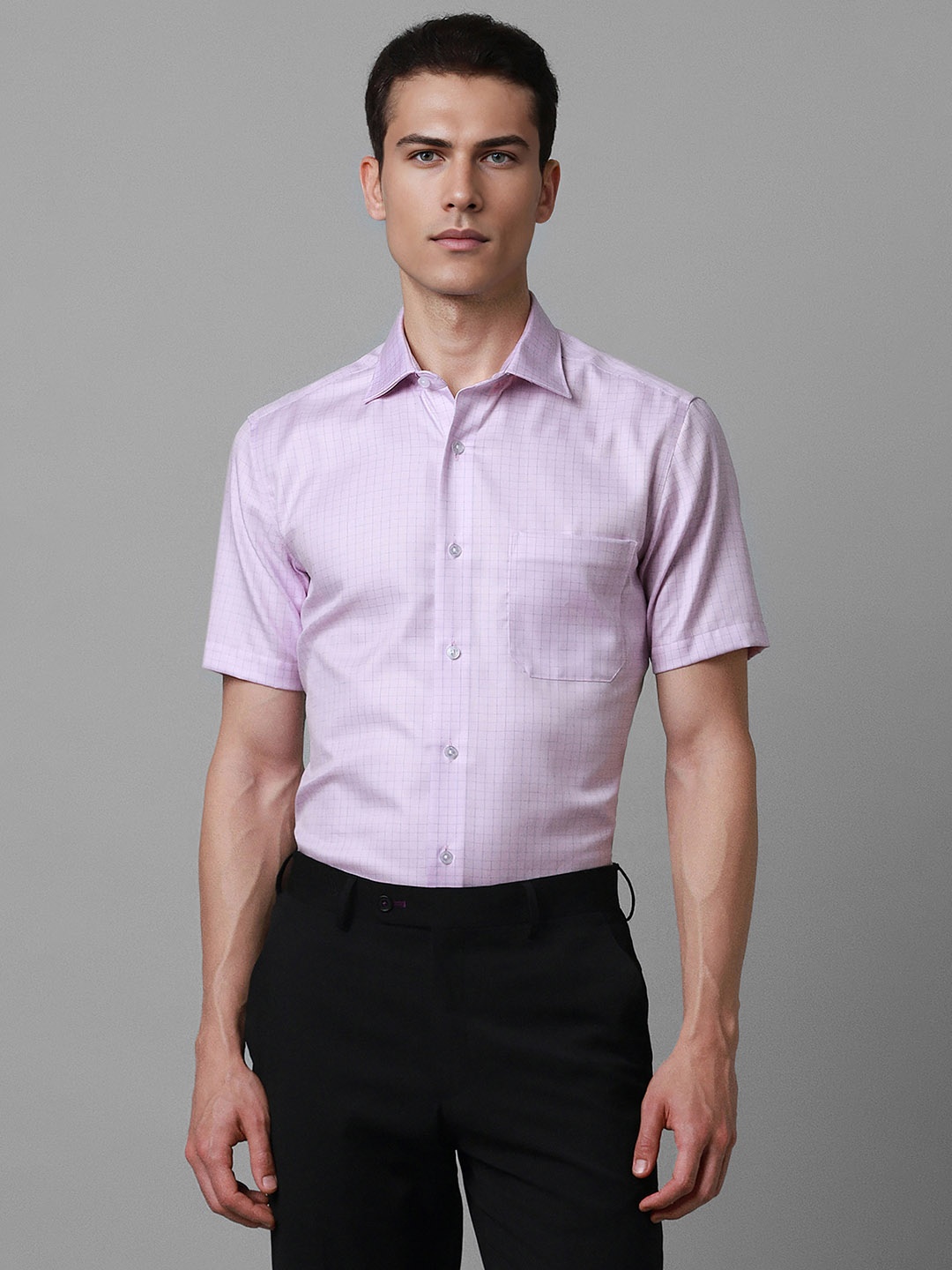 

Louis Philippe Checked Pure Cotton Formal Shirt, Purple