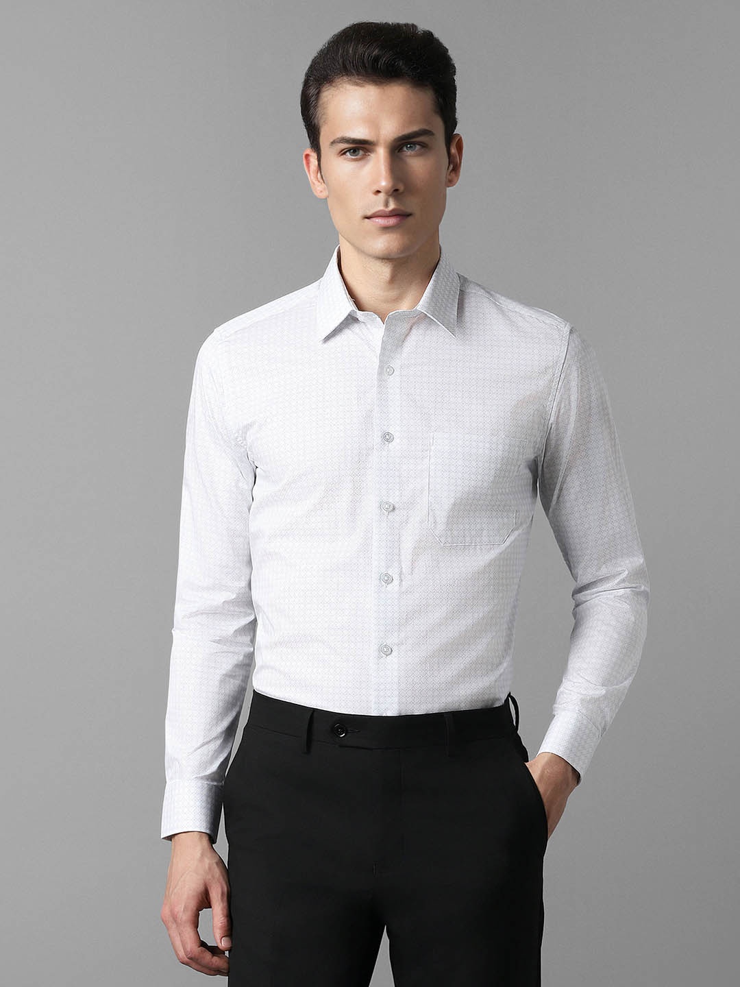 

Louis Philippe Slim Fit Geometric Printed Pure Cotton Formal Shirt, White