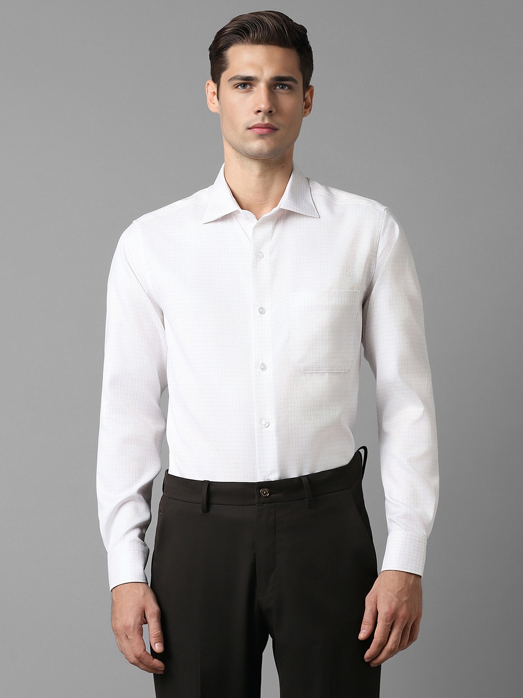 

Louis Philippe Checked Classic Pure Cotton Formal Shirt, White