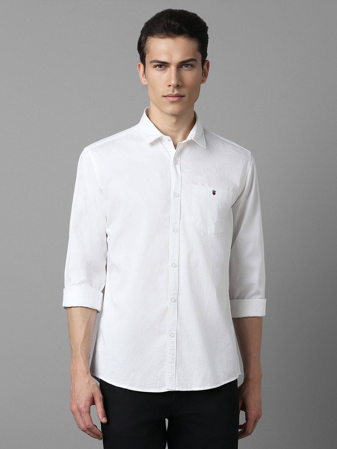 

Louis Philippe Jeans Cotton Spread Collar Curved Slim Fit Casual Shirt, White