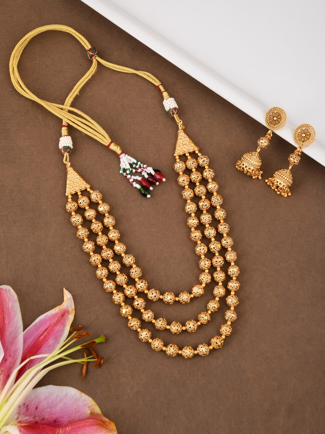 

Designbox Beaded Layered Jewellery Set, Gold