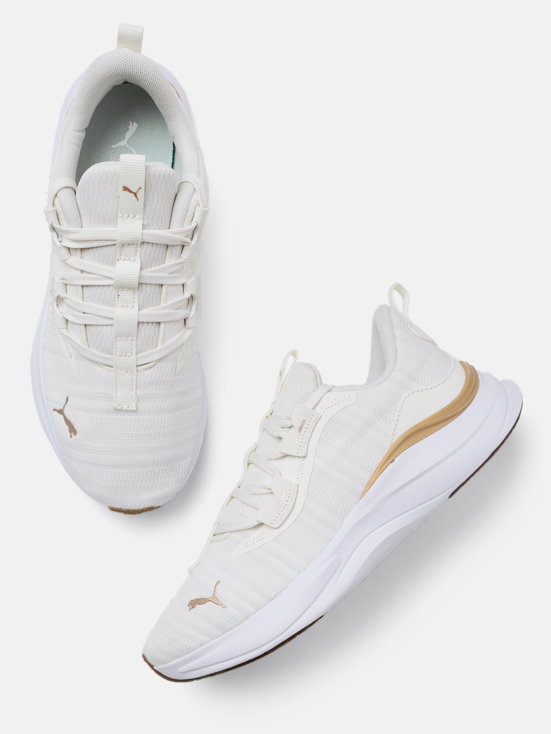 

Puma Women Textured Softride Harmony Road Running Shoes, Off white