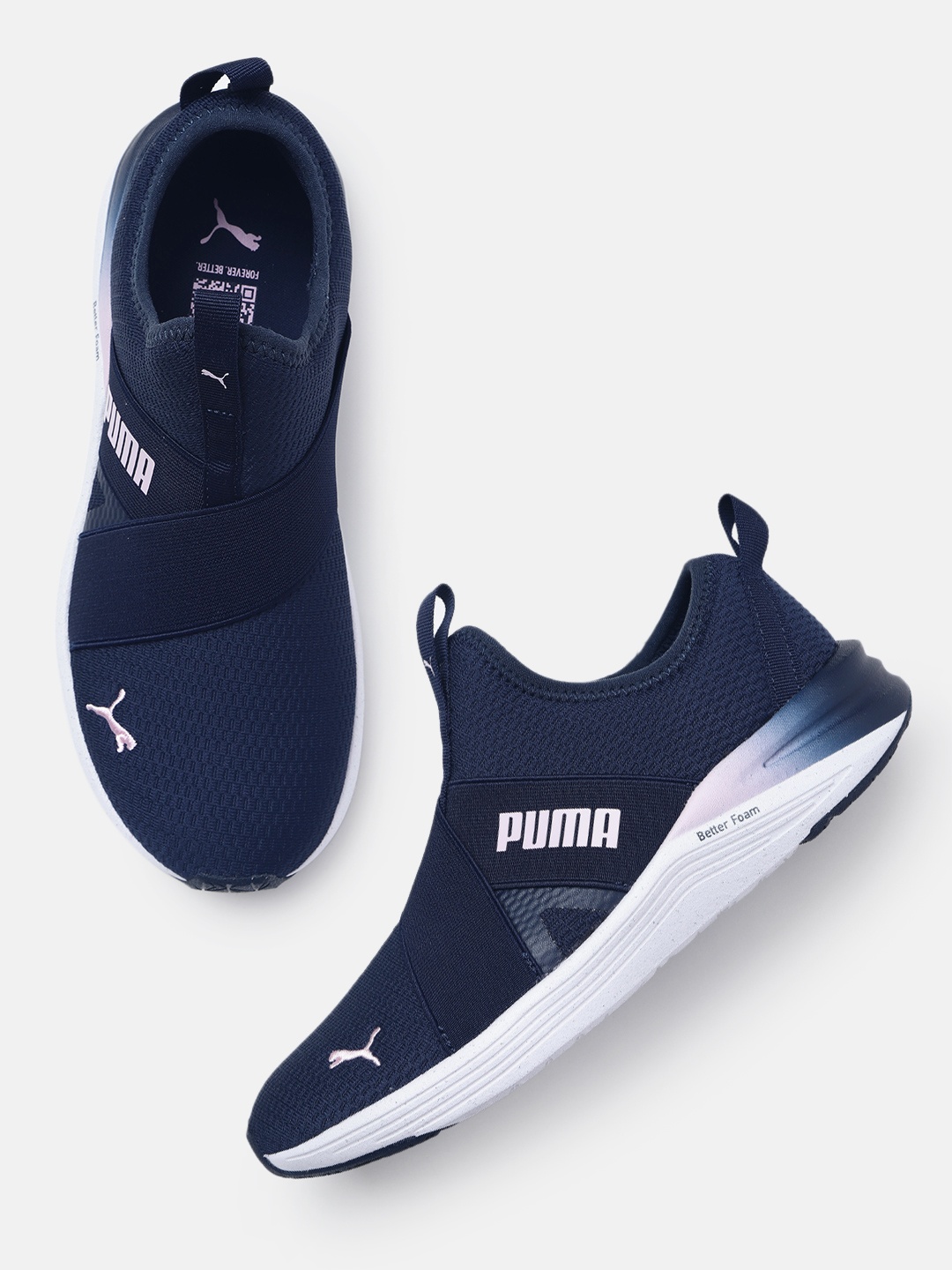 

Puma Women Textured Better Foam Prowl Slip-On Running Shoes, Navy blue
