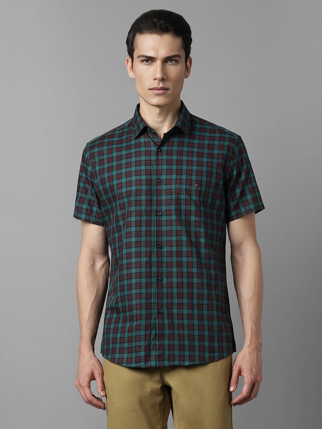 

Louis Philippe Sport Slim Fit Checked Pure Cotton Casual Shirt, Green