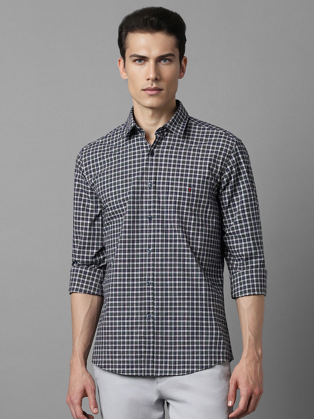 

Louis Philippe Sport Slim Fit Checked Pure Cotton Casual Shirt, Black