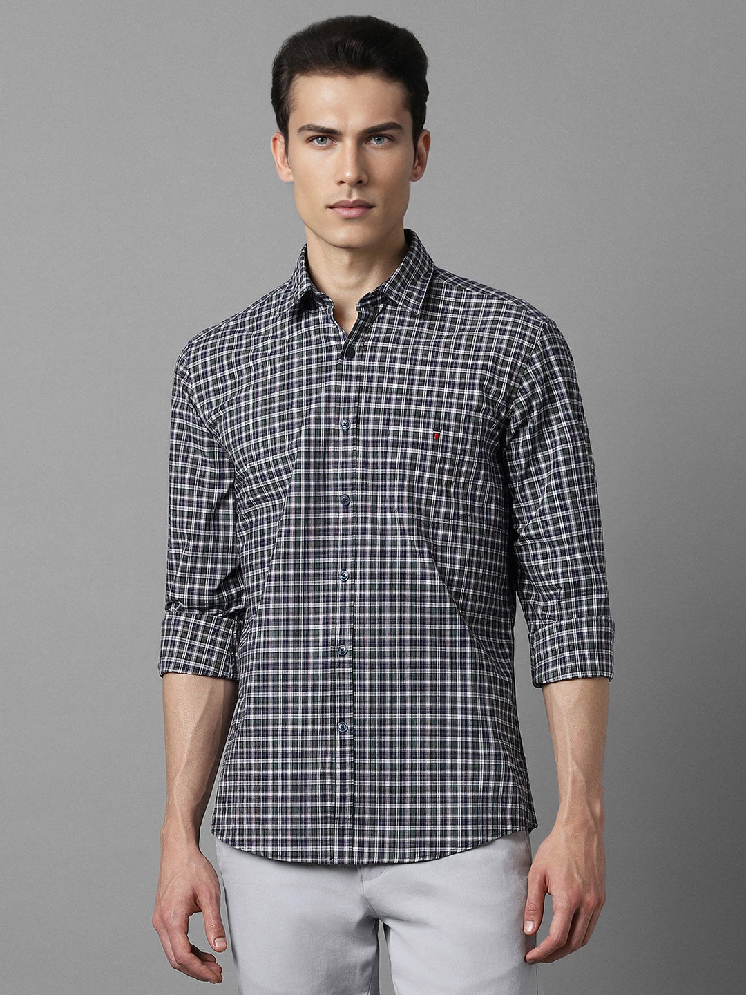 

Louis Philippe Sport Slim Fit Checked Pure Cotton Casual Shirt, Black