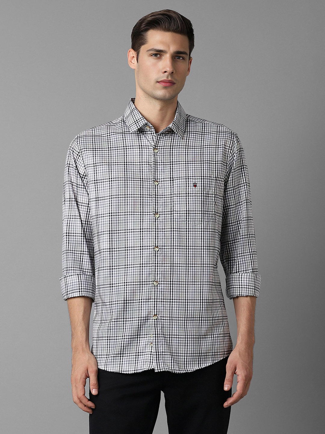 

Louis Philippe Sport Slim Fit Checked Pure Cotton Casual Shirt, Grey