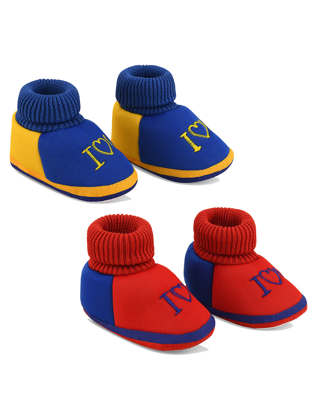 

Smartots Infants Pack Of 2 Colourblocked Pure Cotton Booties, Blue