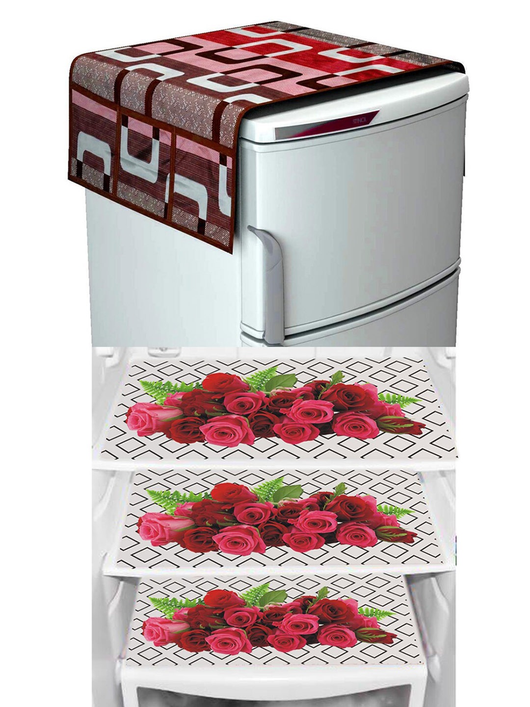 

Dakshya Industries Maroon & Green 4 Pcs Floral Printed Refrigerator Covers