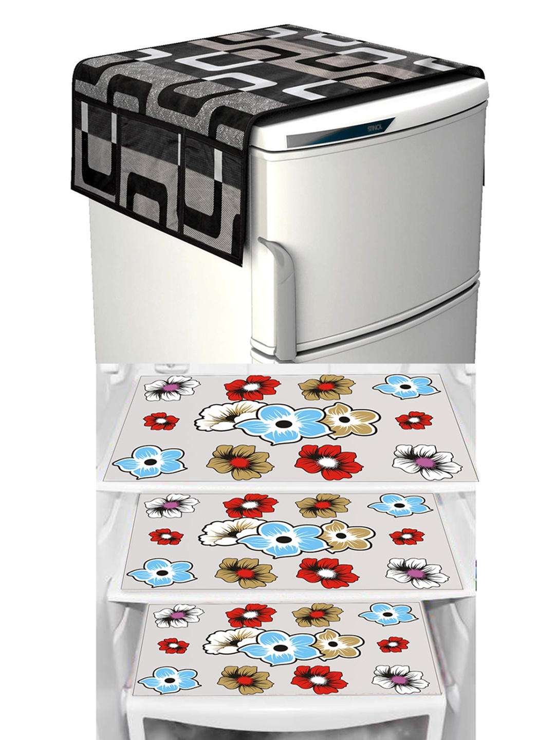 

Dakshya Industries Black & Grey 4 Pieces Floral Printed Refrigerator Covers