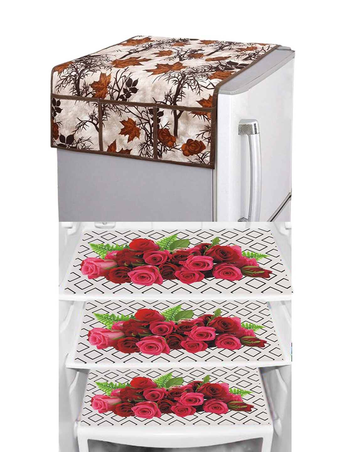 

Dakshya Industries Maroon & Brown 4 Pieces Printed Refrigerator Appliance Covers