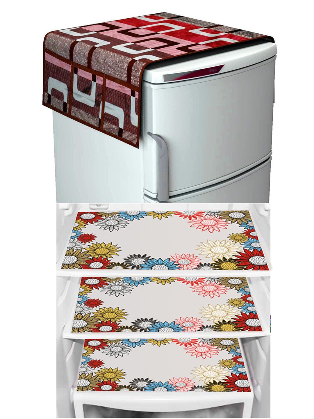 

Dakshya Industries Red & Blue 4 Pieces Floral Printed Refrigerator Covers