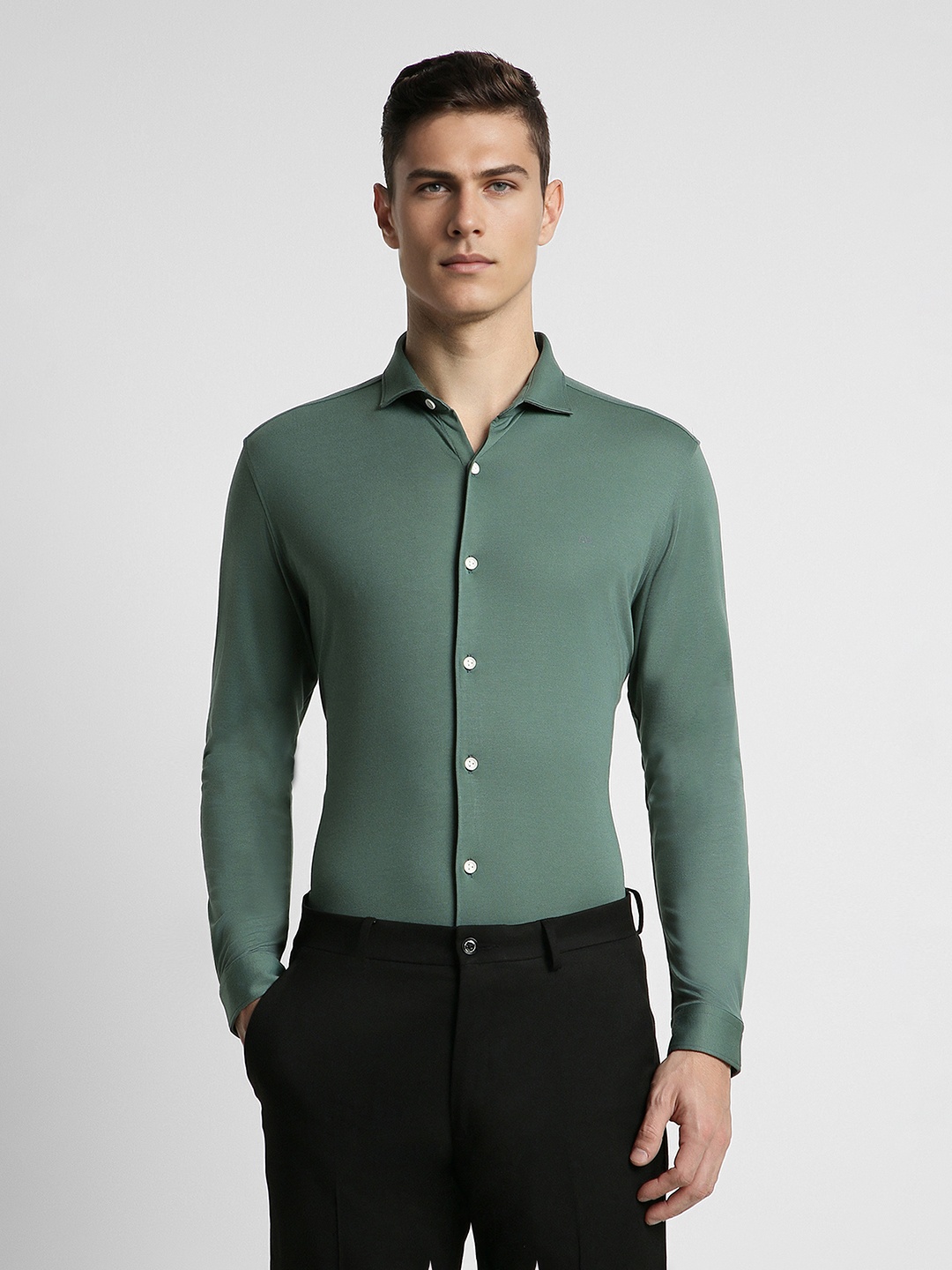 

Peter England Slim Fit Formal Shirt, Green