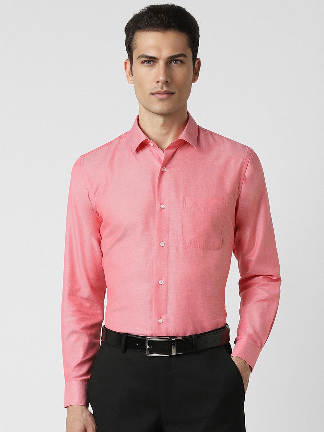 

Peter England Slim Fit Spread Collar Formal Shirt, Pink