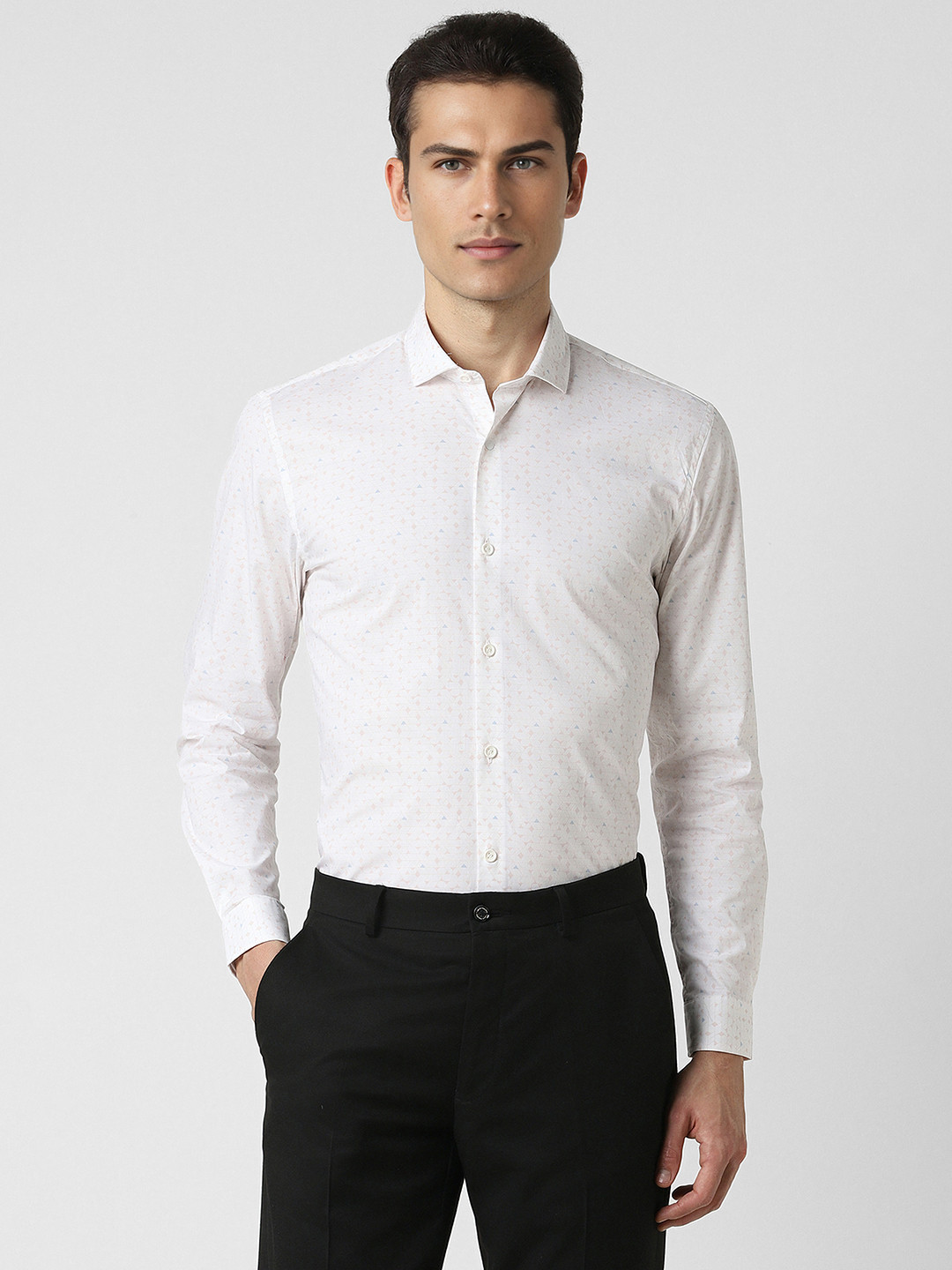 

Peter England Slim Fit Micro Ditsy Printed Formal Shirt, White