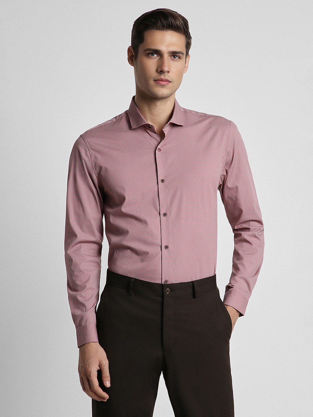 

Peter England Slim Fit Cotton Printed Formal Shirt, Pink