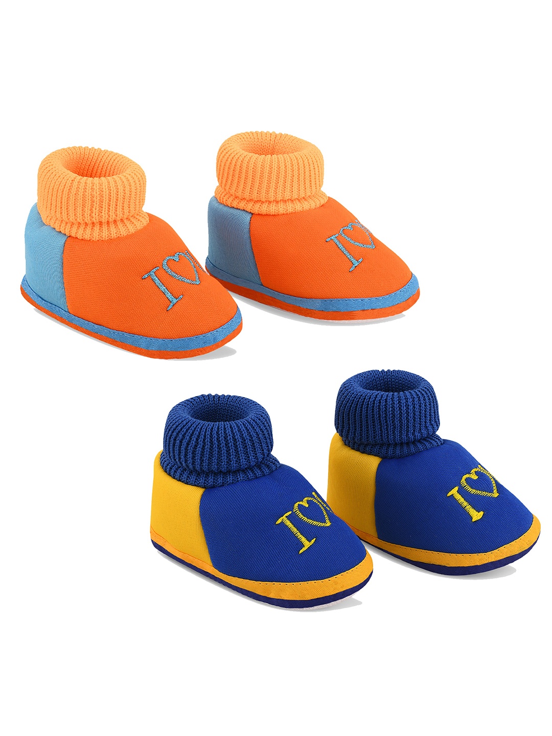 

Smartots Infants Pack Of 2 Colourblocked Pure Cotton Booties, Orange