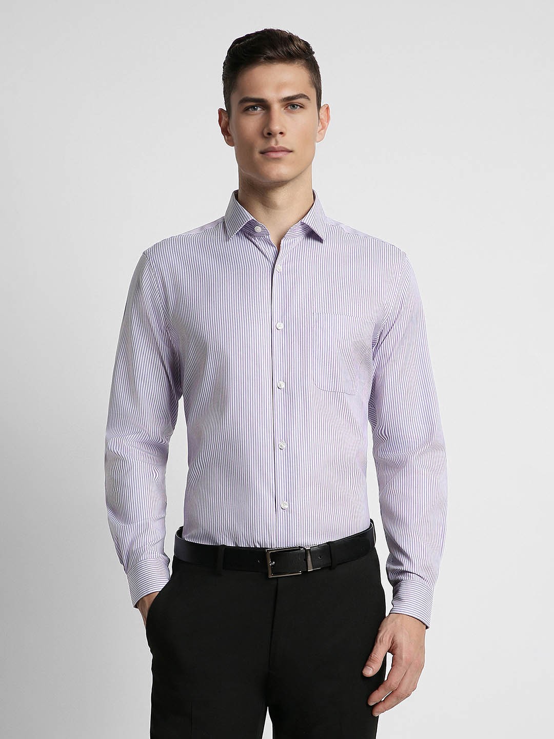

Peter England Elite Vertical Stripes Casual Shirt, Purple