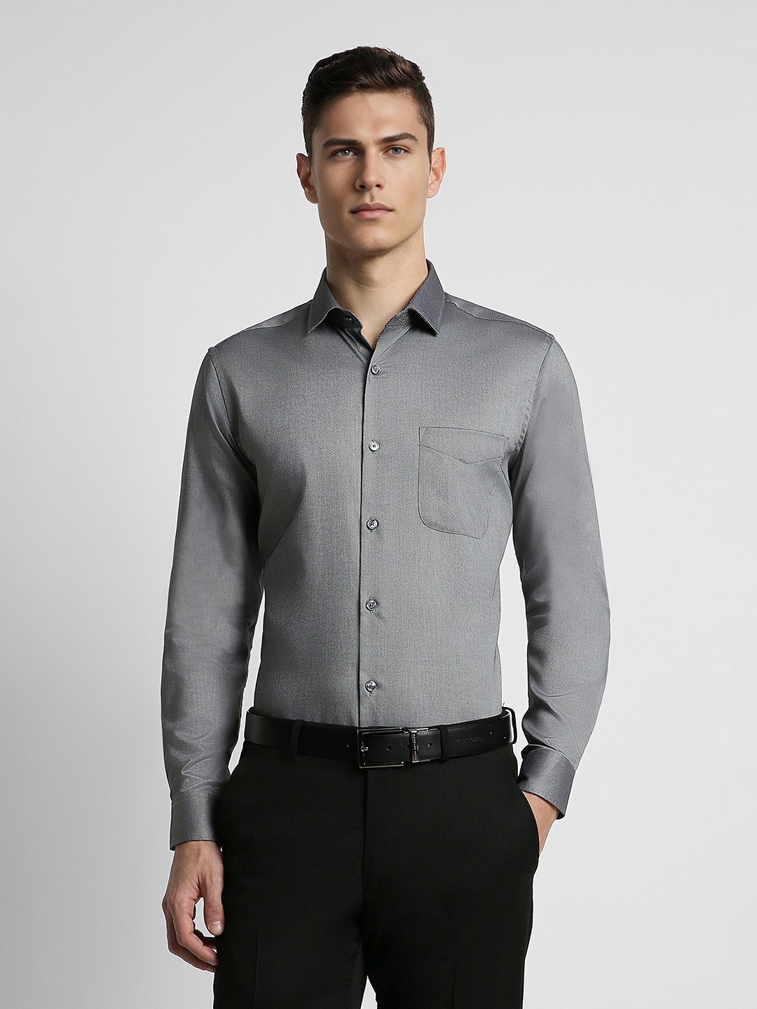 

Peter England Elite Slim Fit Cotton Formal Shirt, Grey