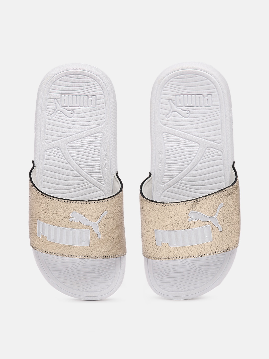 

Puma Unisex Printed Cool Cat 2.0 Metallic Shine Sliders, Gold