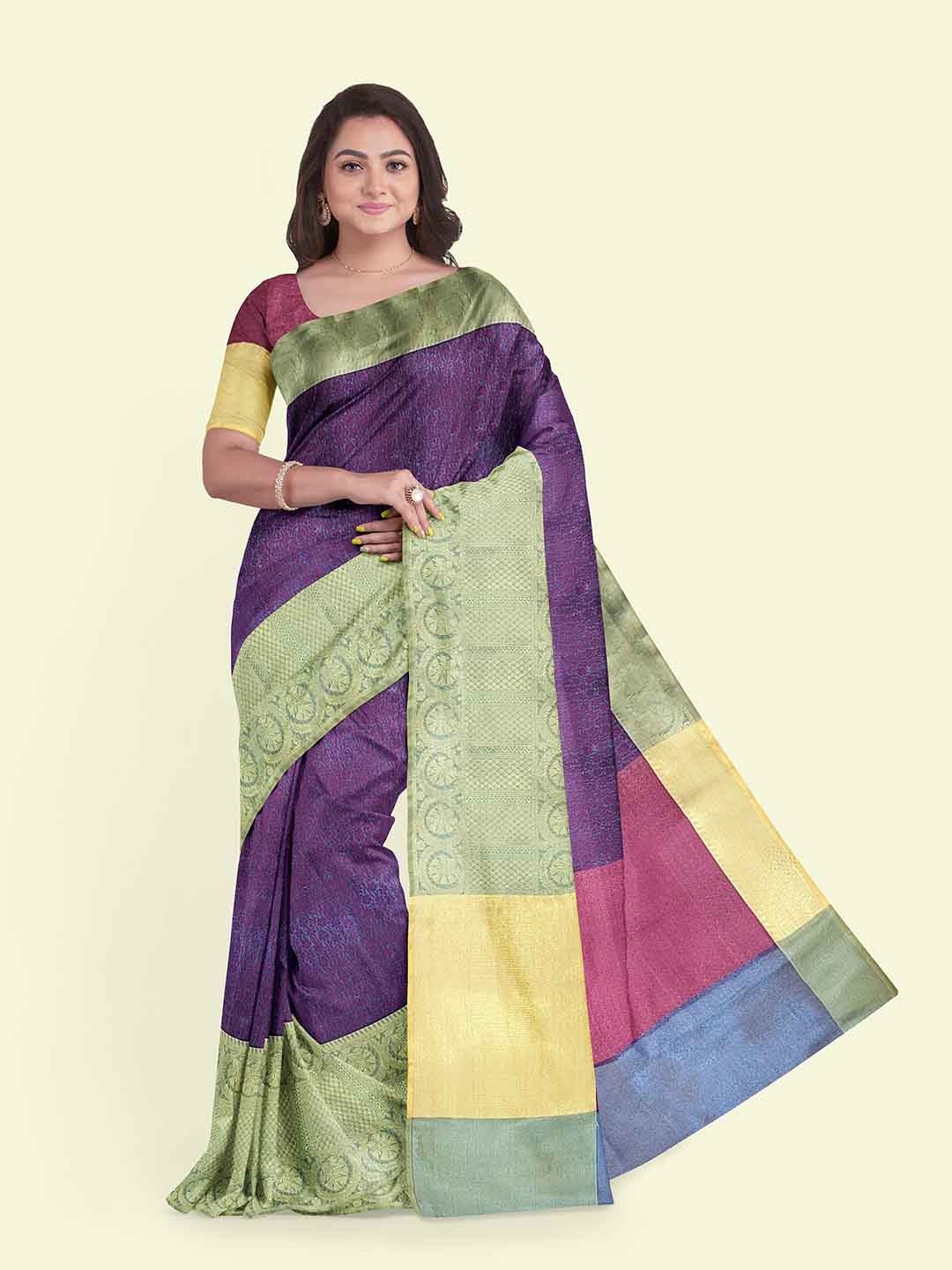 

Muskan Fashion Woven Design Zari Tissue Banarasi Saree, Blue