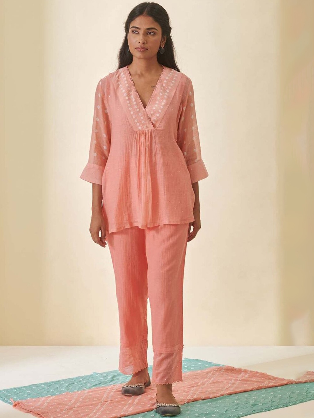 

Prakriti Jaipur Scallop Cotton Trouser, Peach