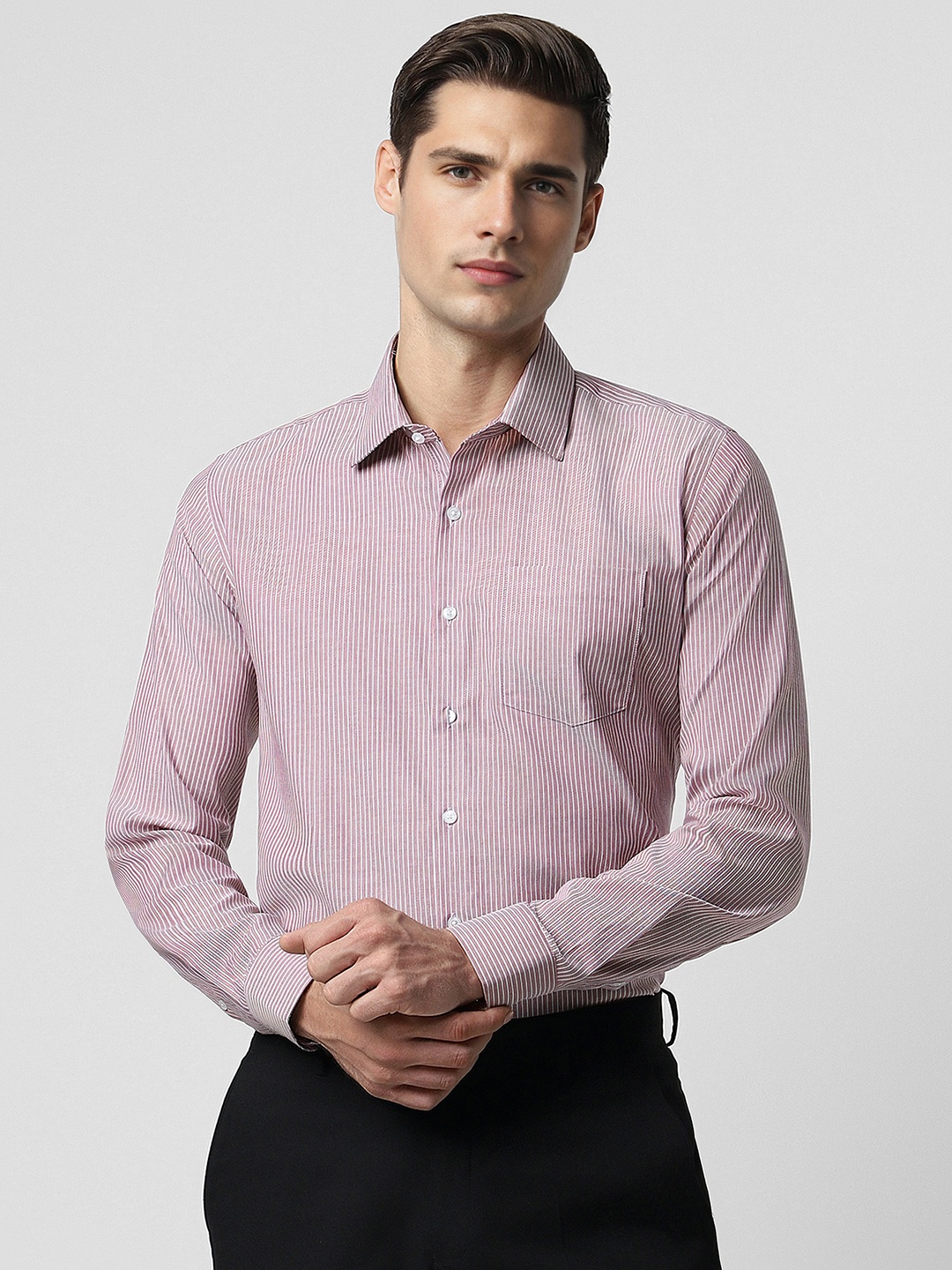 

Van Heusen Slim Fit Micro Checks Pure Cotton Formal Shirt, Pink