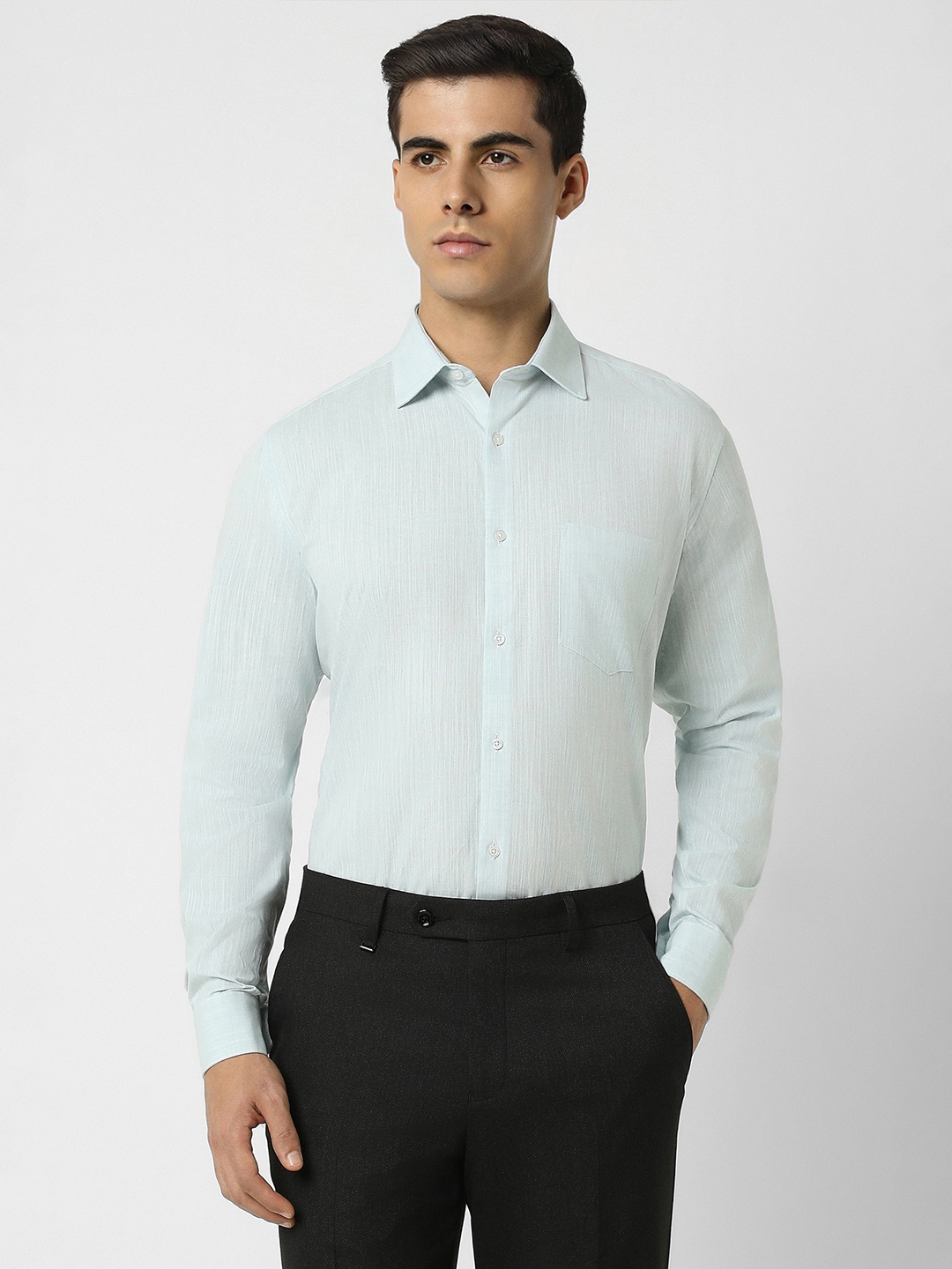 

Van Heusen Textured Pure Cotton Formal Shirt, Green