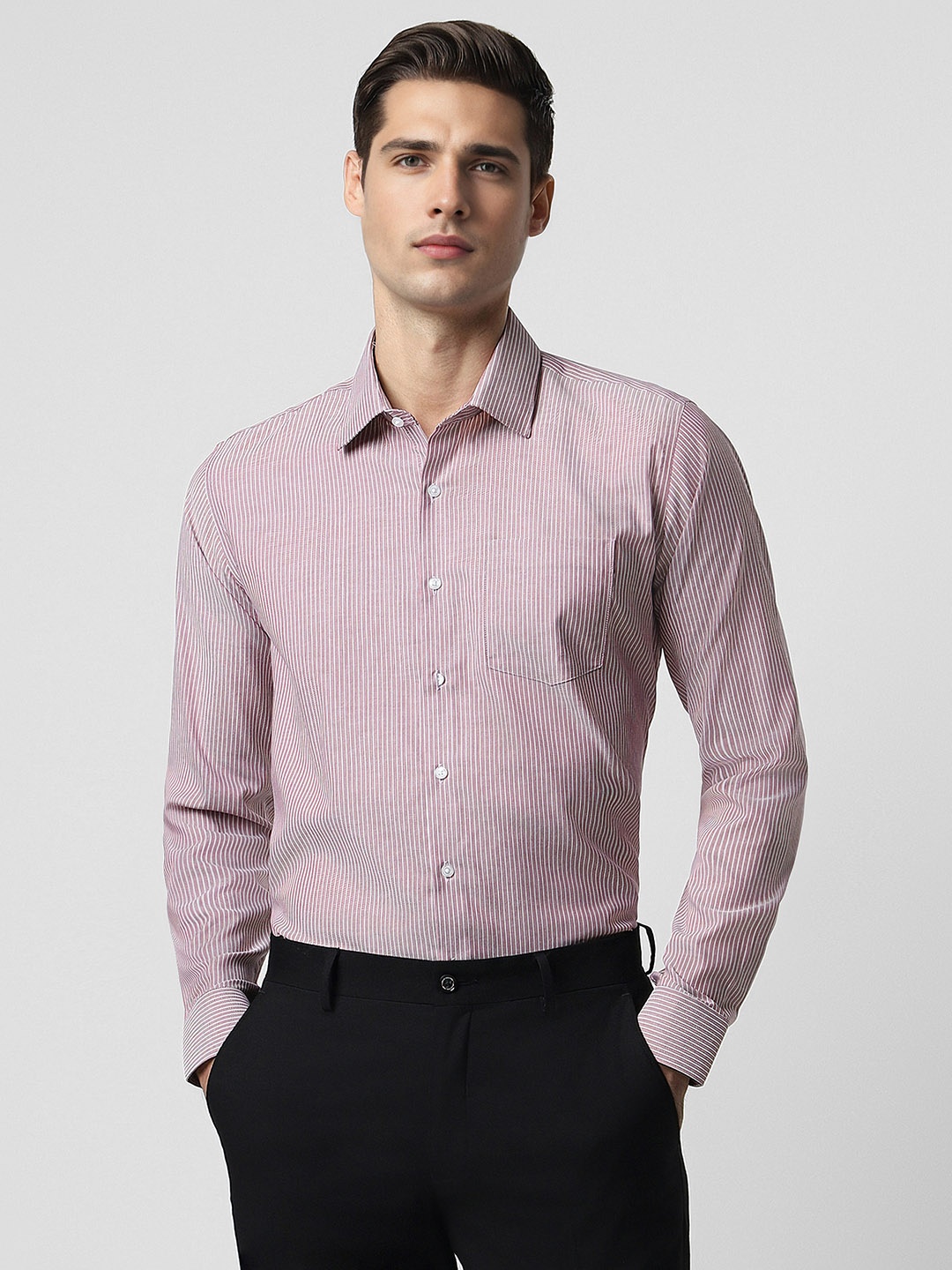 

Van Heusen Vertical Striped Pure Cotton Formal Shirt, Pink