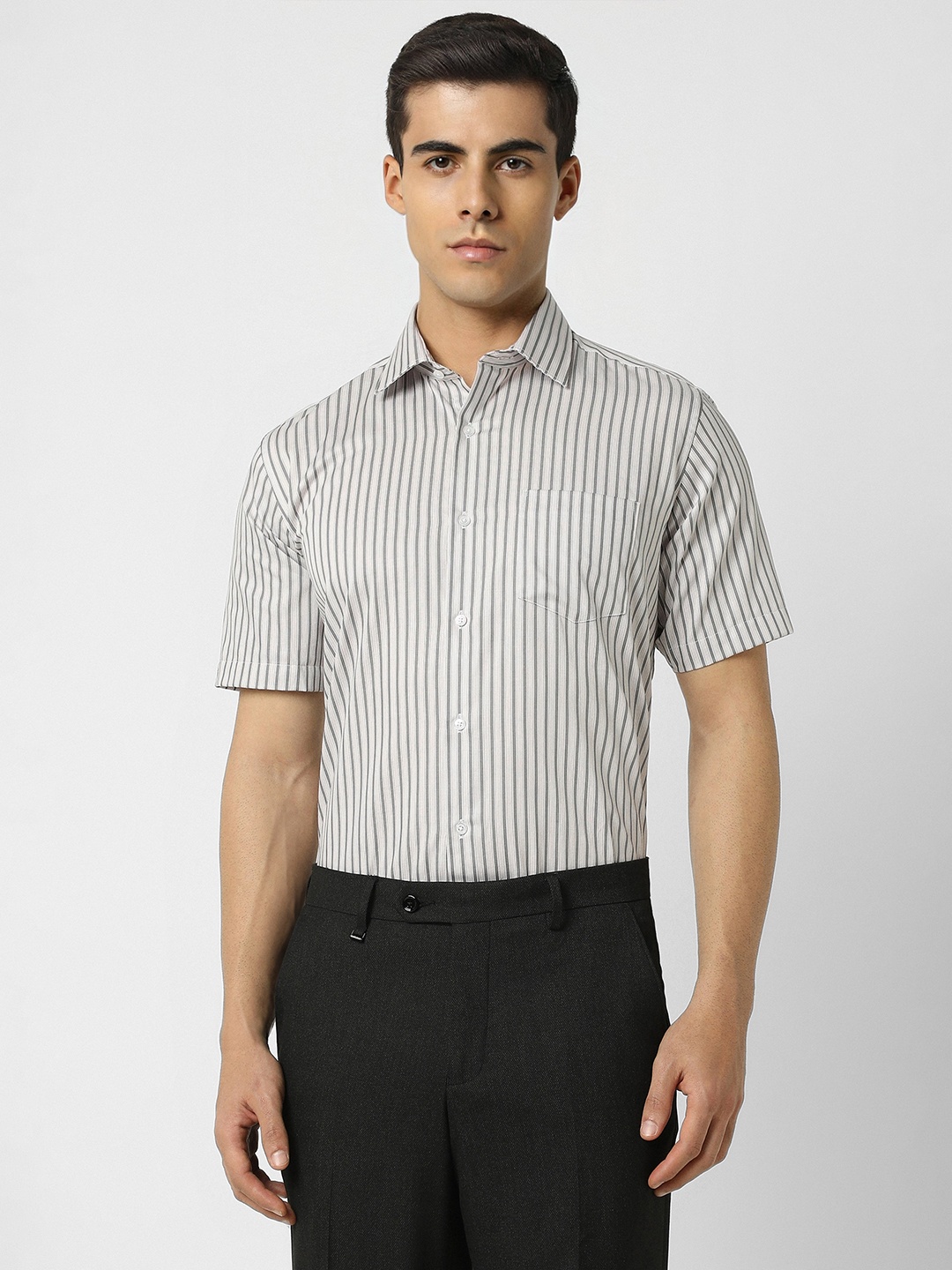 

Van Heusen Striped Pure Cotton Formal Shirt, White