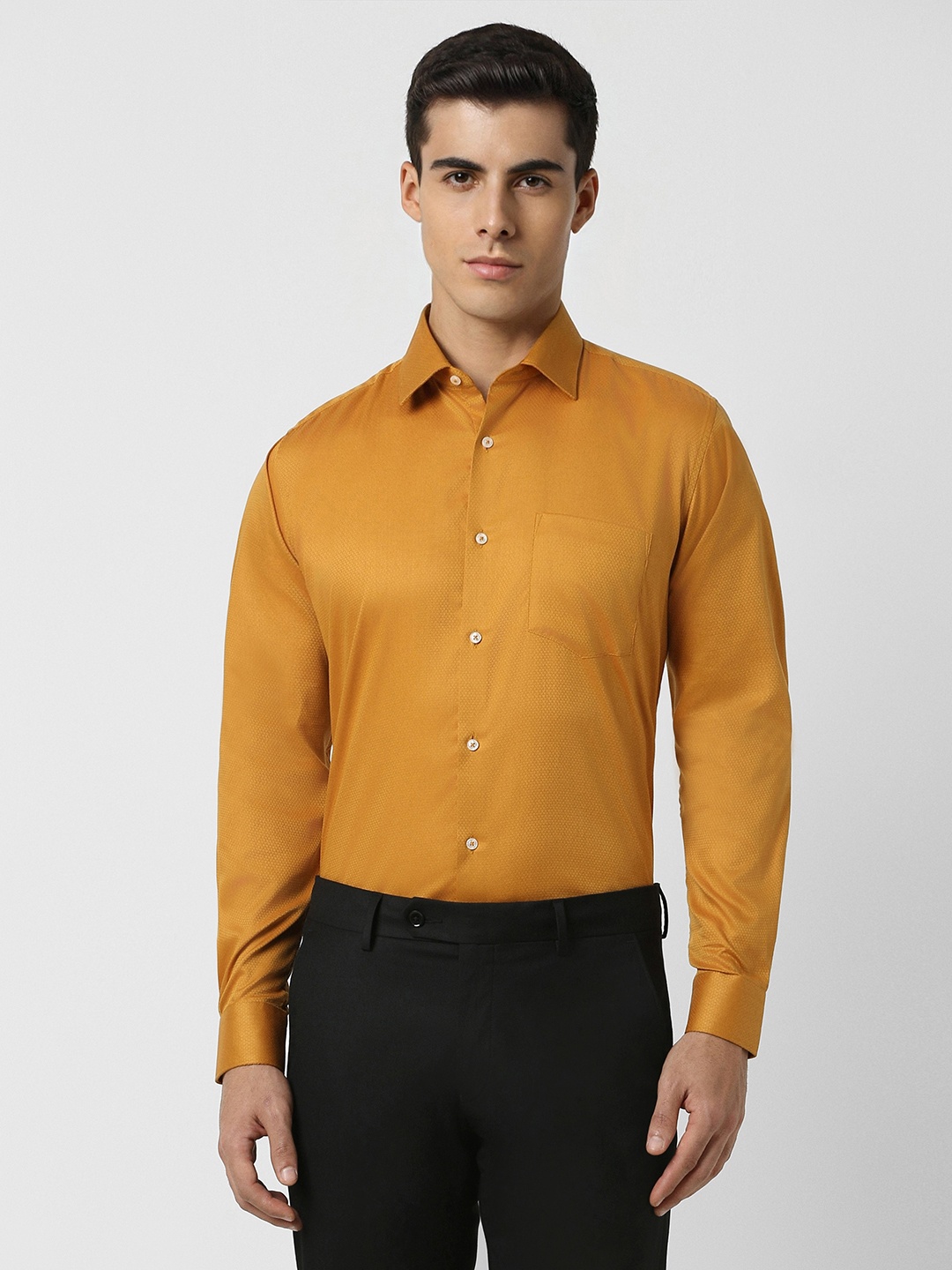 

Van Heusen Self Design Pure Cotton Casual Shirt, Orange