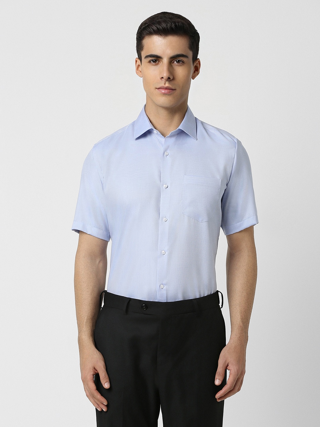 

Van Heusen Textured Pure Cotton Formal Shirt, Blue