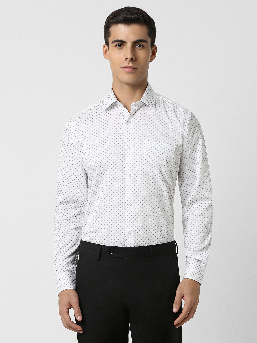 

Van Heusen Micro Ditsy Printed Pure Cotton Casual Shirt, White