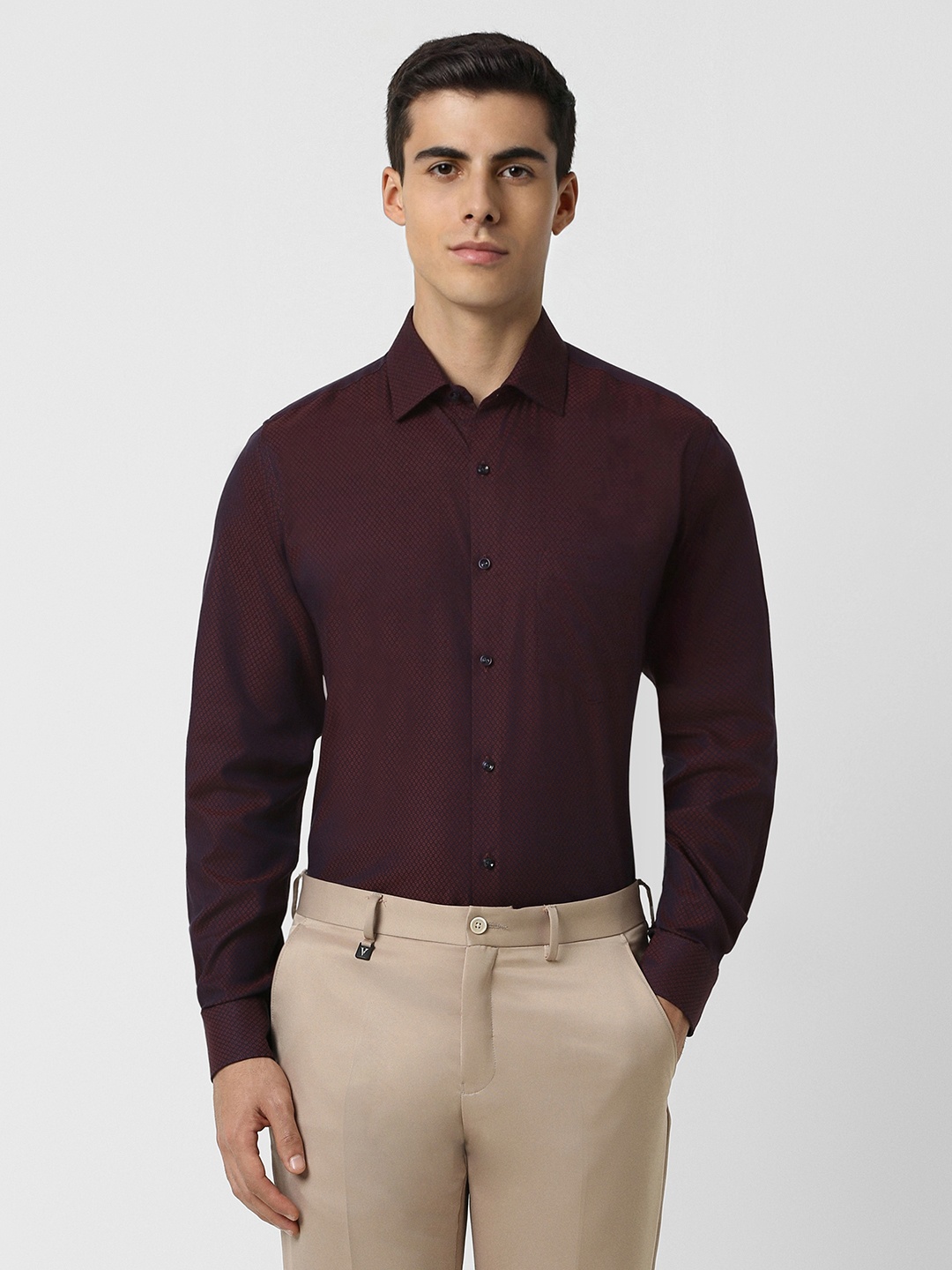 

Van Heusen Textured Pure Cotton Formal Shirt, Maroon