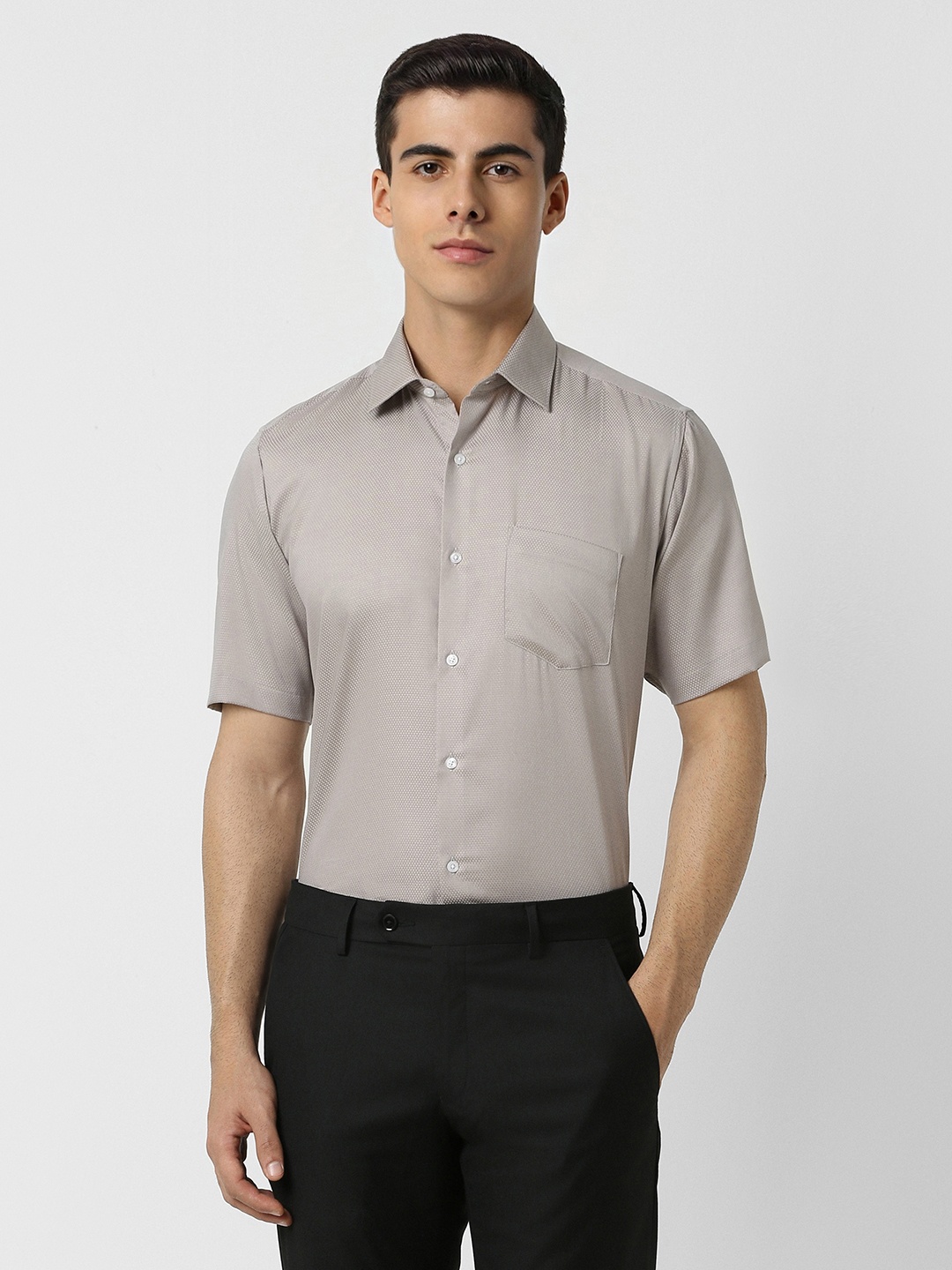 

Van Heusen Textured Pure Cotton Formal Shirt, Grey