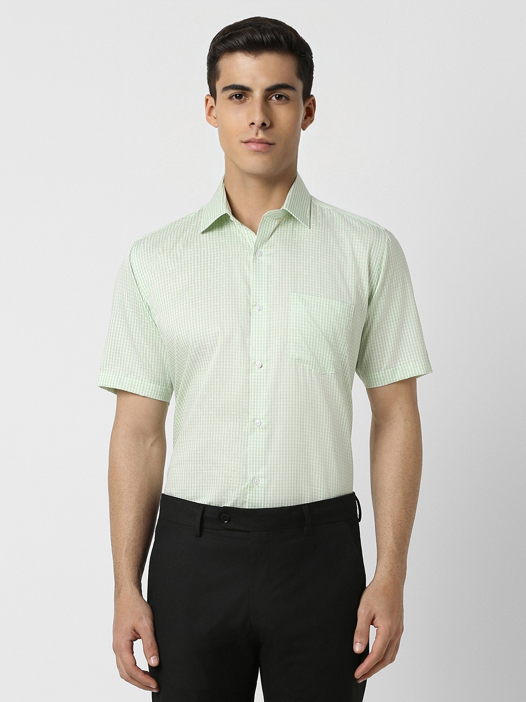 

Van Heusen Micro Checked Pure Cotton Formal Shirt, Green