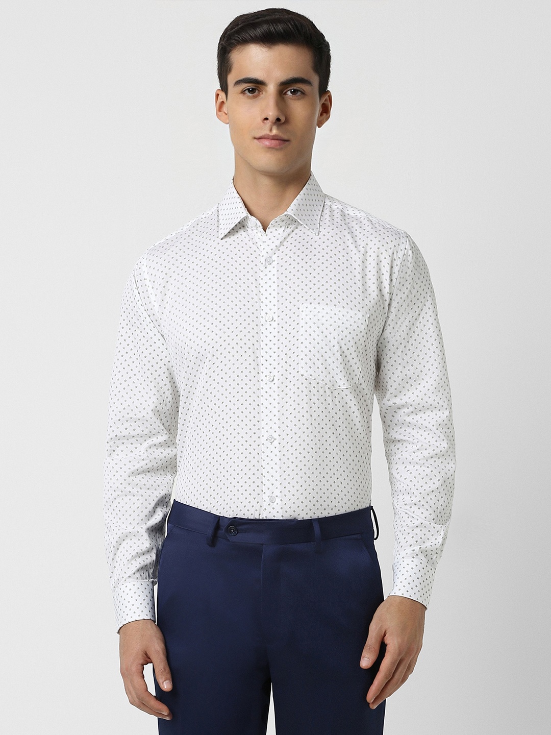 

Van Heusen Micro Ditsy Printed Cotton Casual Shirt, White