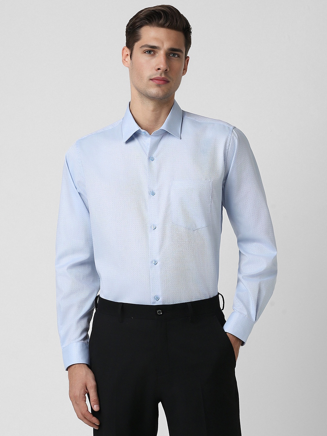 

Van Heusen Textured Pure Cotton Formal Shirt, Blue