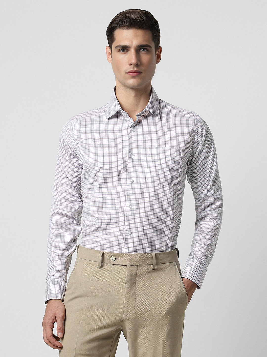 

Van Heusen Micro Checked Spread Collar Pure Cotton Formal Shirt, White