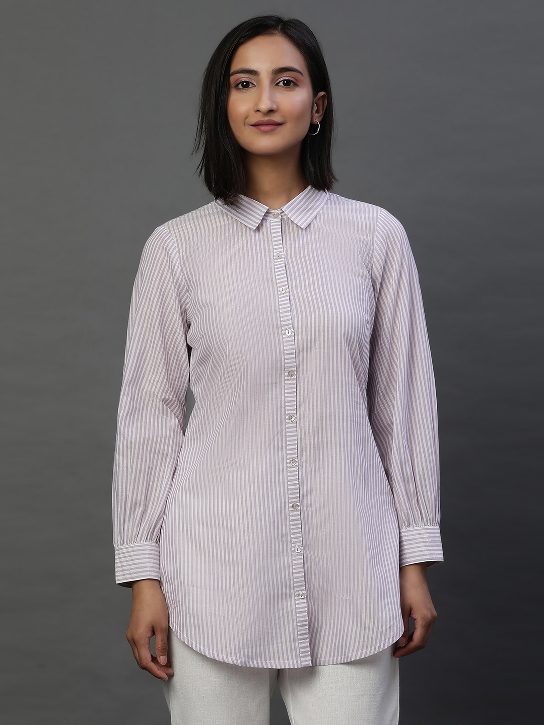 

AURELIA Standard Striped Casual Shirt, Purple