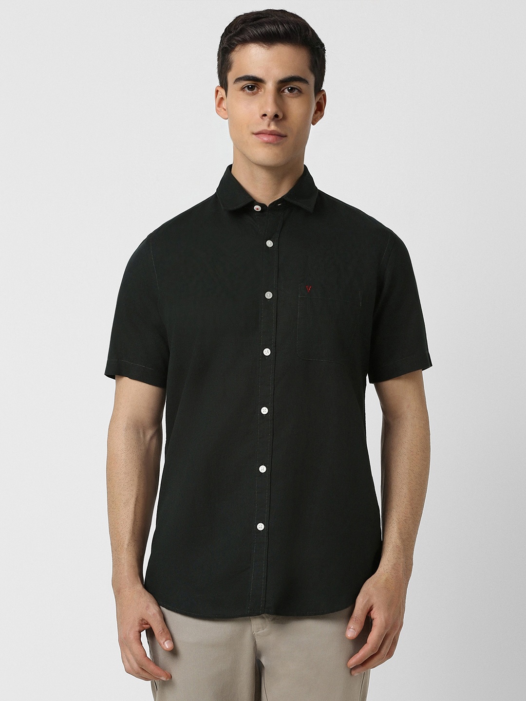 

Van Heusen Sport Slim Fit Cotton Linen Casual Shirt, Black