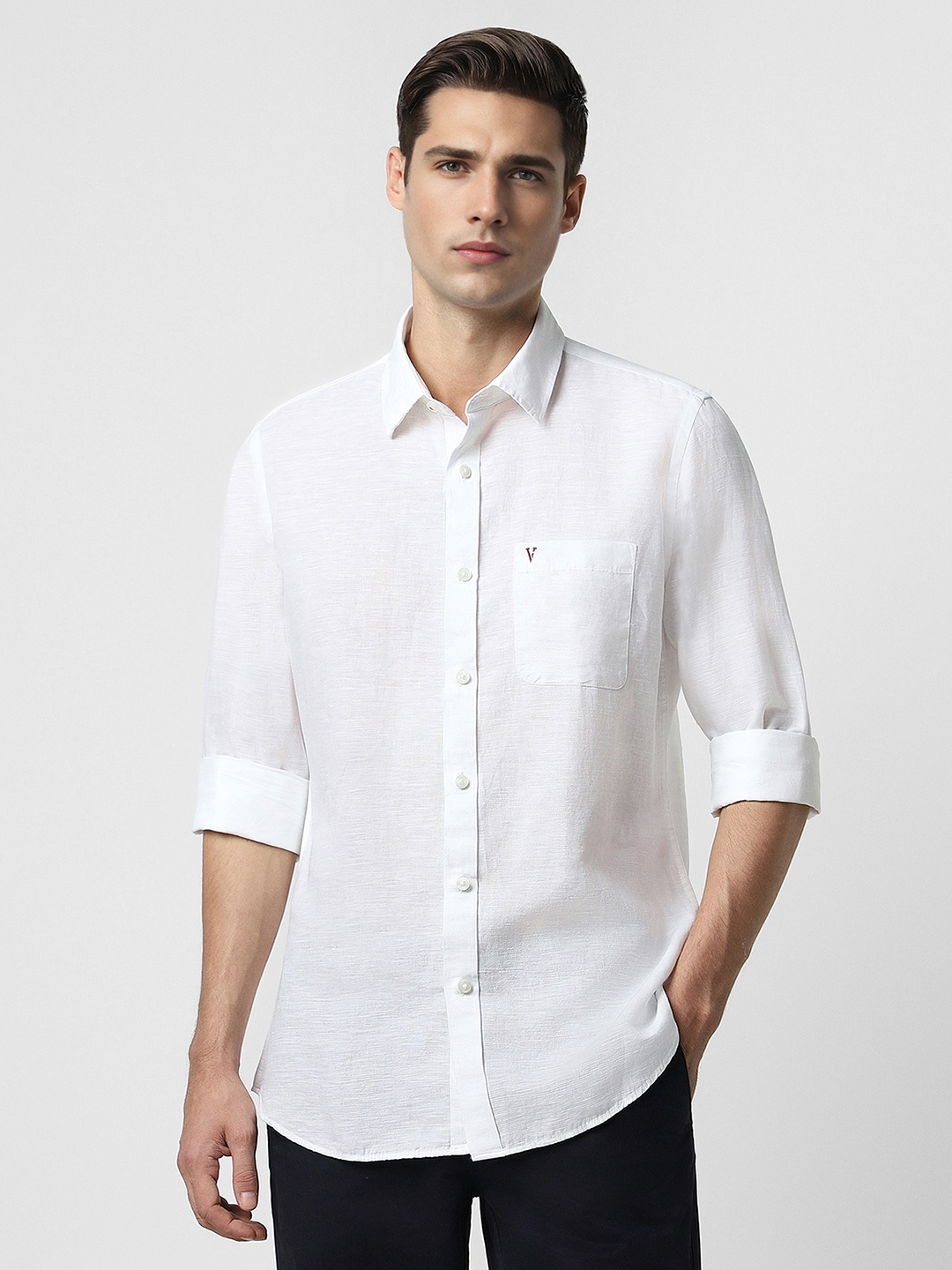 

Van Heusen Sport Slim Fit Linen Cotton Casual Shirt, White