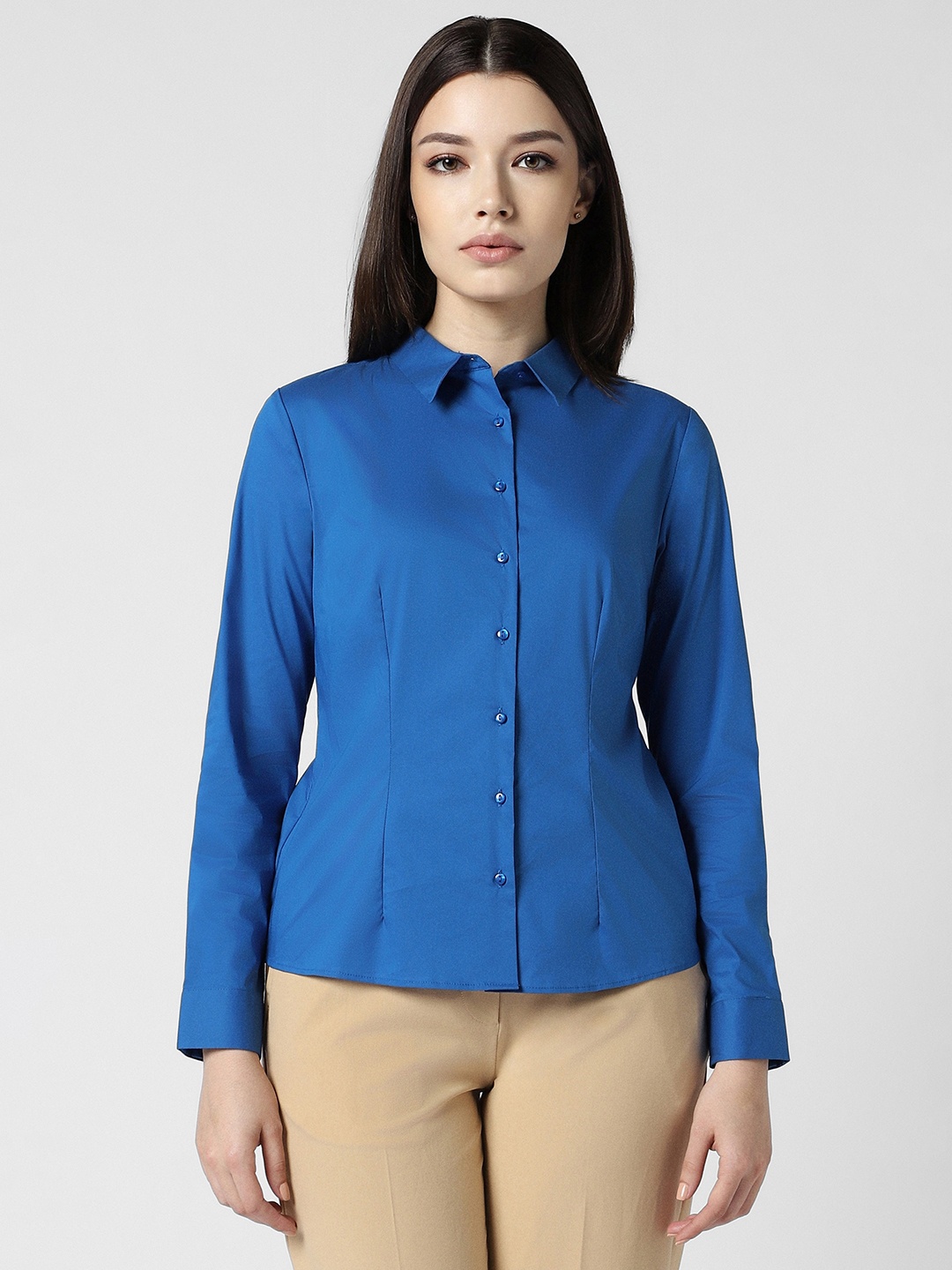 

Van Heusen Woman Spread Collar Cotton Formal Shirt, Blue